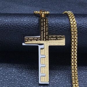 Plated in Gold and Silver Cross Pendant Necklace